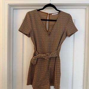 Zara Brown and Black Checkered Mini Romper